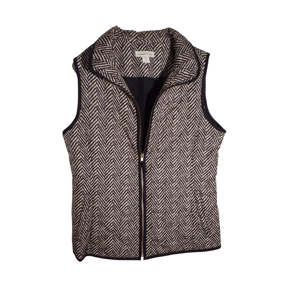 Women's Black and White Herringbone Vest
